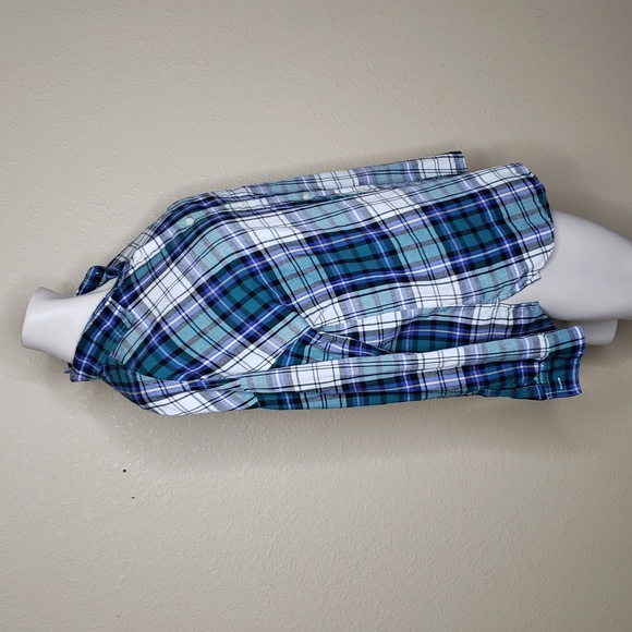 Old Navy Womens The Boyfriend Shirt Flannel Button Up Shirt Size L Country Layer - Picture 2 of 12